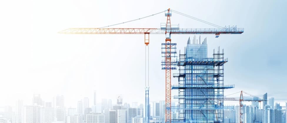 Construction site with a tower crane