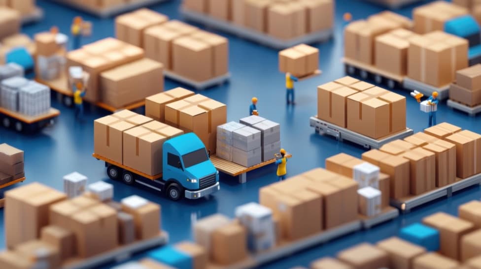 Logistics centre running automated equipment